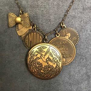 Archive Long Bronze Charm & Locket Necklace